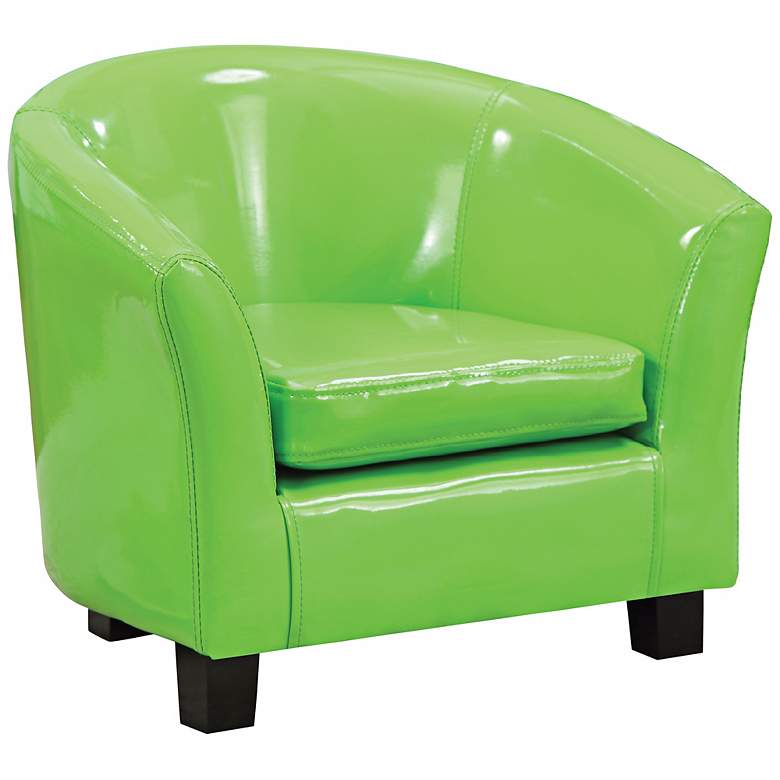 Image 1 Contemporary Semi-Gloss Faux Leather Green Kids Chair