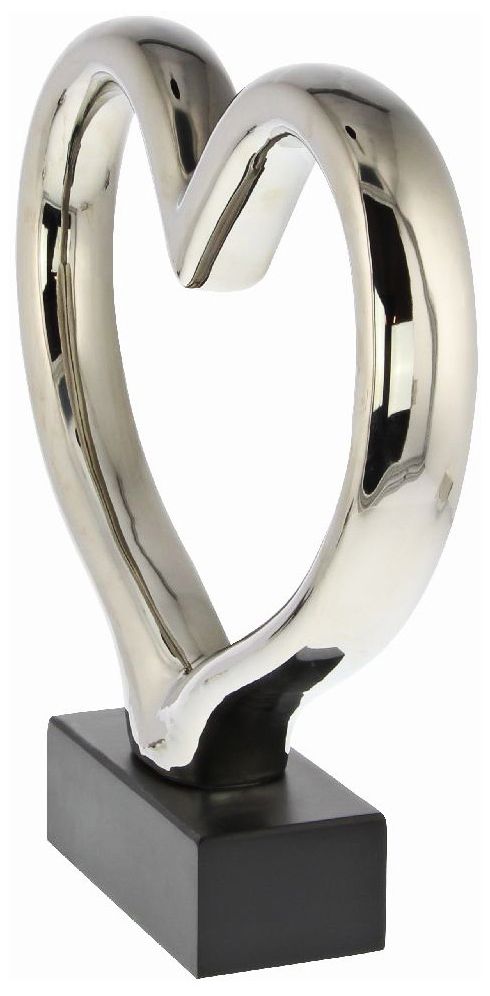 Image 3 Contemporary Silver 13"W Abstract Heart Ceramic Sculpture more views