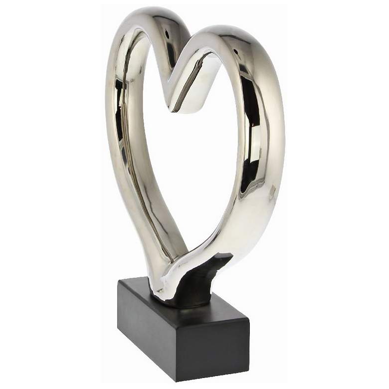 Image 3 Contemporary Silver 13"W Abstract Heart Ceramic Sculpture more views