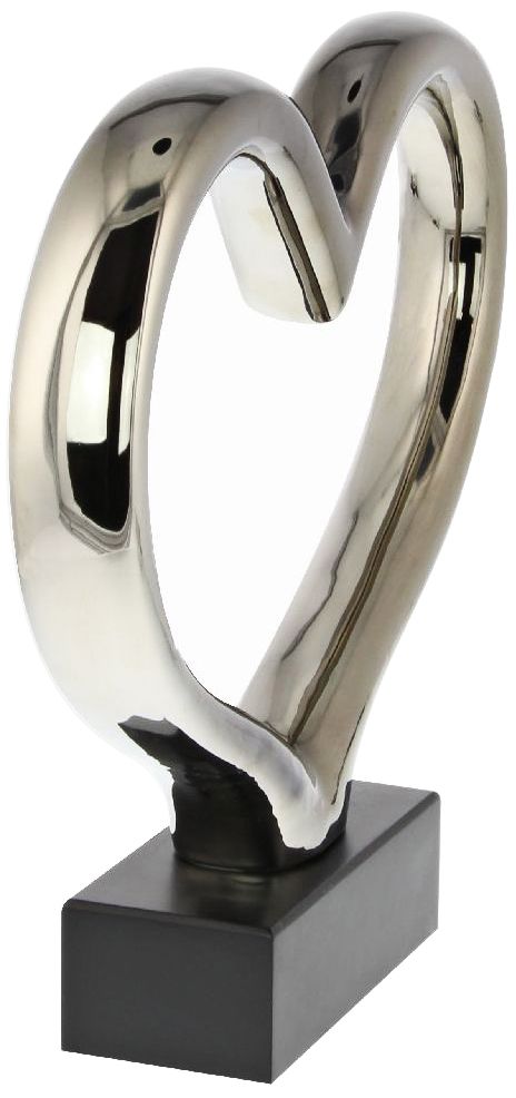 Image 4 Contemporary Silver 13"W Abstract Heart Ceramic Sculpture more views