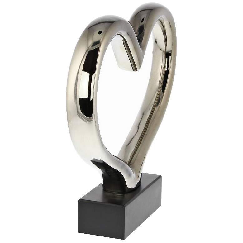 Image 4 Contemporary Silver 13"W Abstract Heart Ceramic Sculpture more views