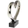 Contemporary Silver 13"W Abstract Heart Ceramic Sculpture