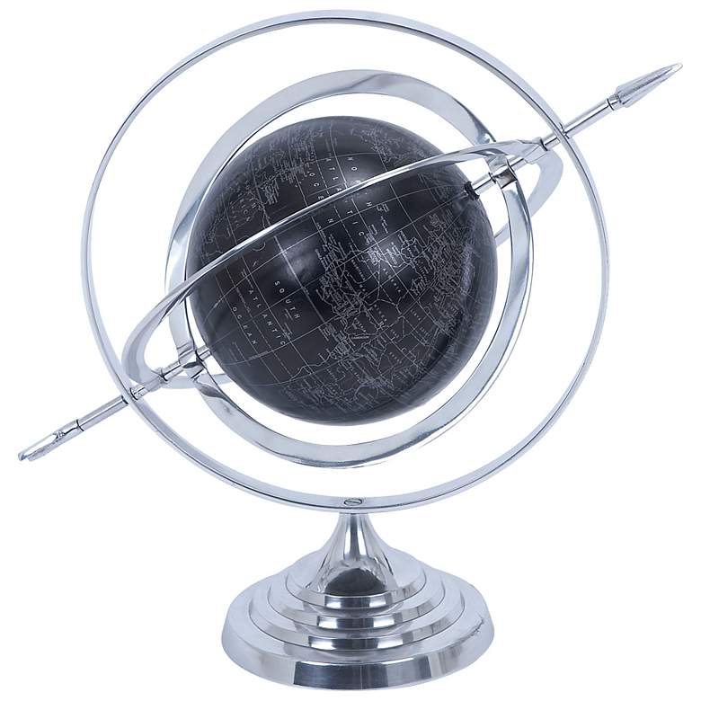 Image 1 Contemporary Silver and Gray World Globe