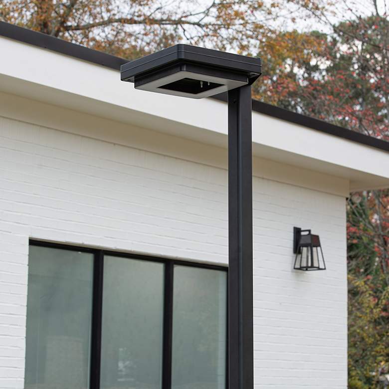 Image 6 Contemporary Square 99"W Black Solar LED Post Light w/ Base more views