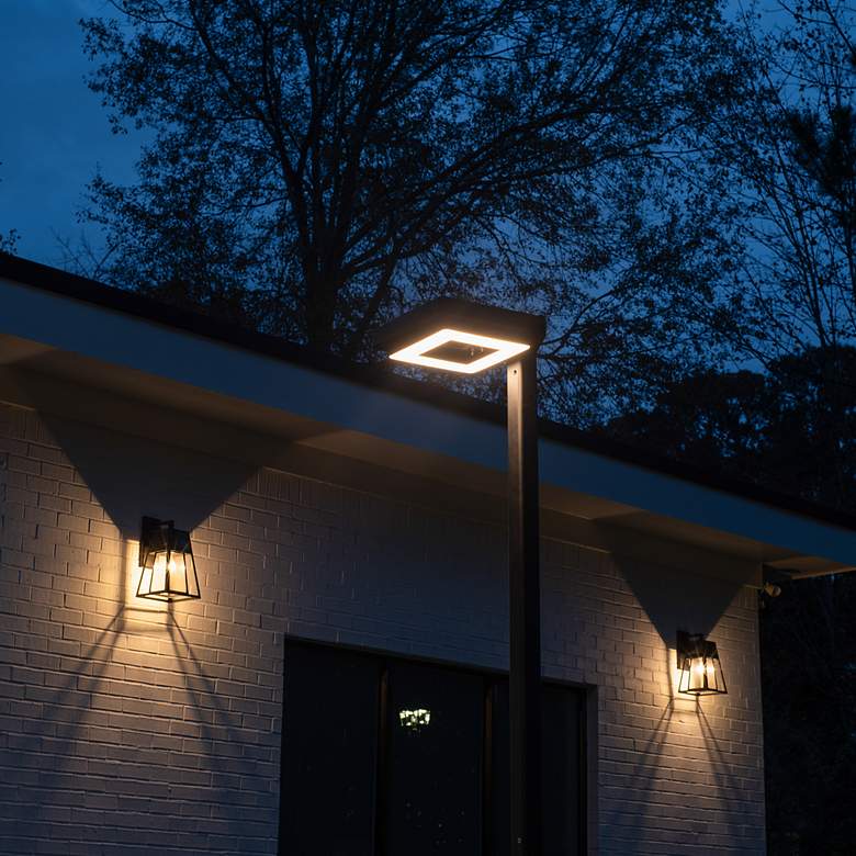 Image 7 Contemporary Square 99"W Black Solar LED Post Light w/ Base more views