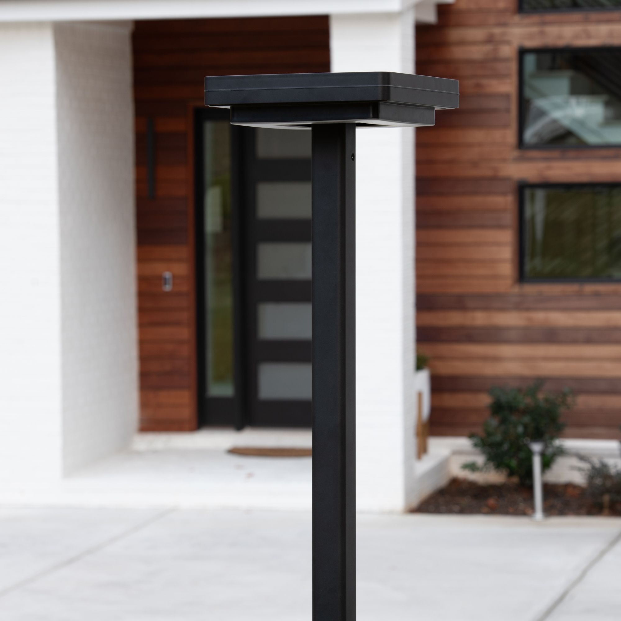 Contemporary Square 99"W Black Solar LED Post Light w/ Base
