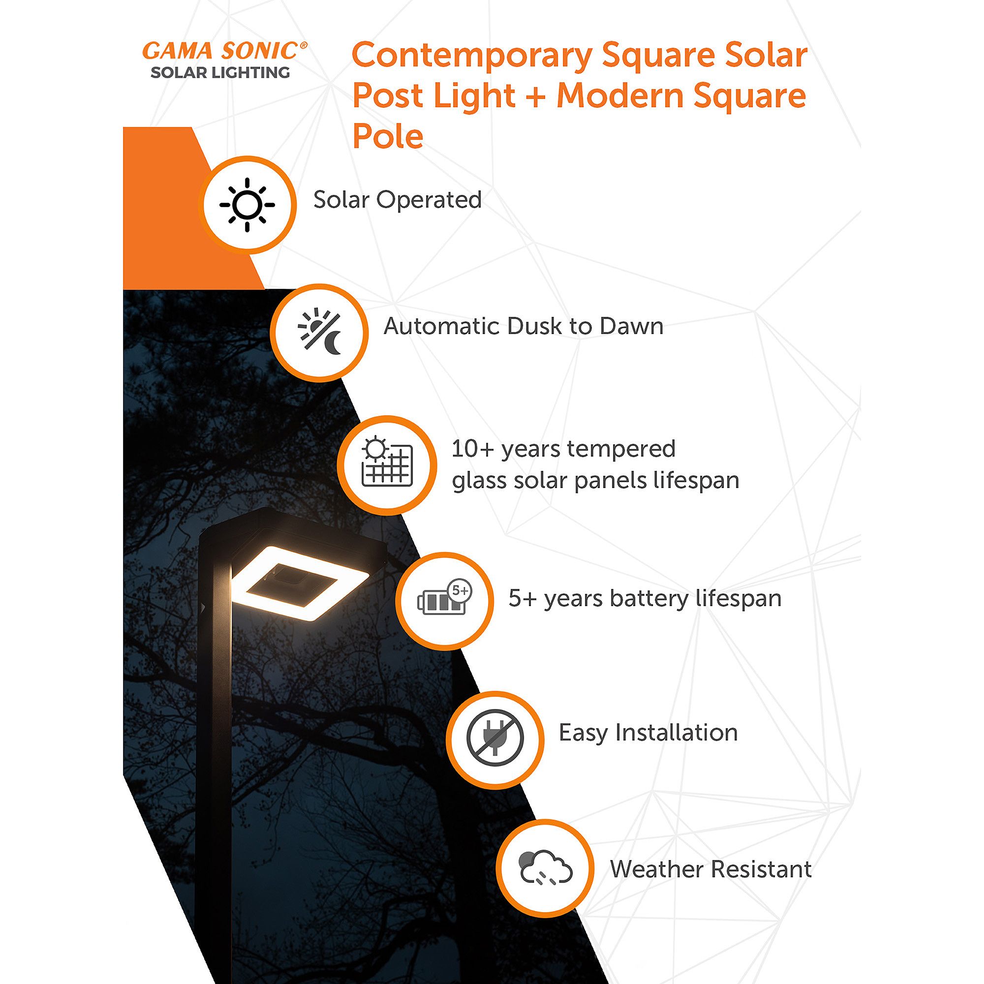 Contemporary Square 99"W Black Solar LED Post Light w/ Base