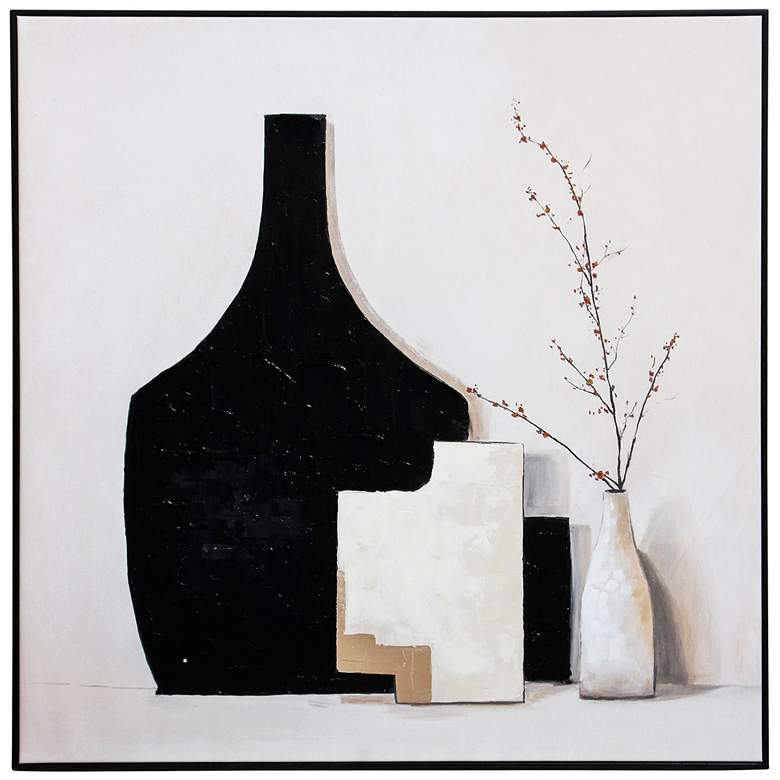 Image 1 Contemporary Still Life 30"W x 30"H Hand Embellished Canvas Wall