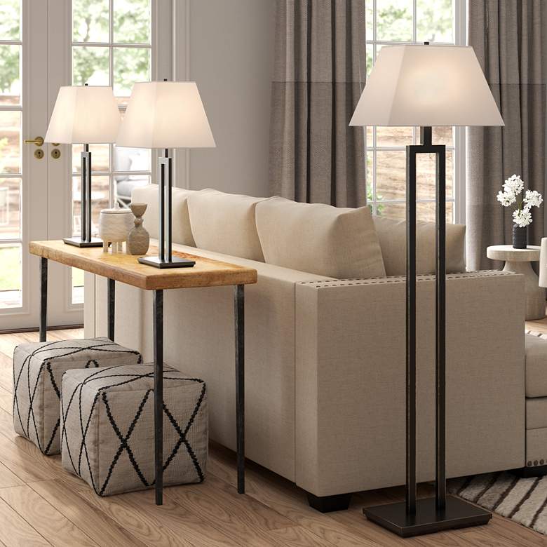 Image 1 Contemporary Trio Table and Floor Lamp Set of 3