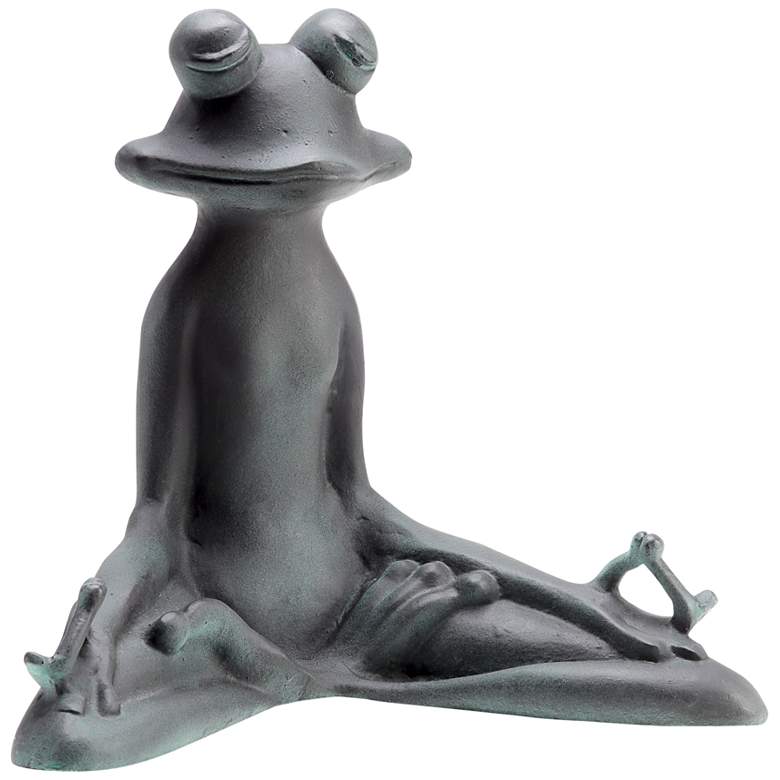 Image 1 Contented Yoga Frog 13 inchW Verdigris Aluminum Garden Statue