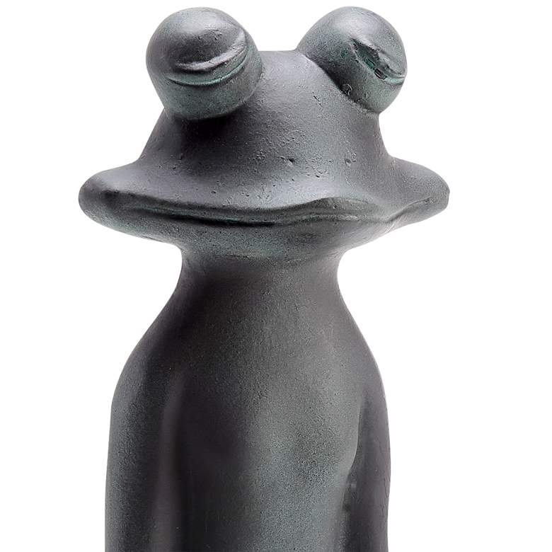 Image 2 Contented Yoga Frog 13 inchW Verdigris Aluminum Garden Statue more views