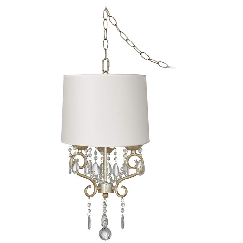 Image 1 Conti 14 inch Wide Mini Swag Chandelier with White Drum Shade