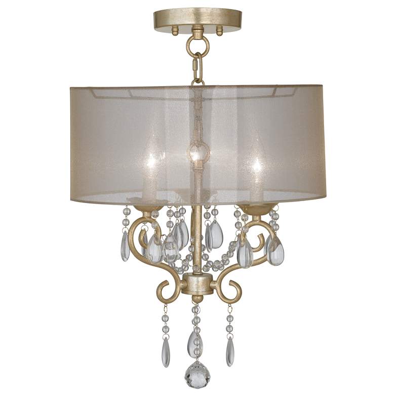 Image 1 Conti 16 inch Wide Ceiling Light with Sheer Gold Shade