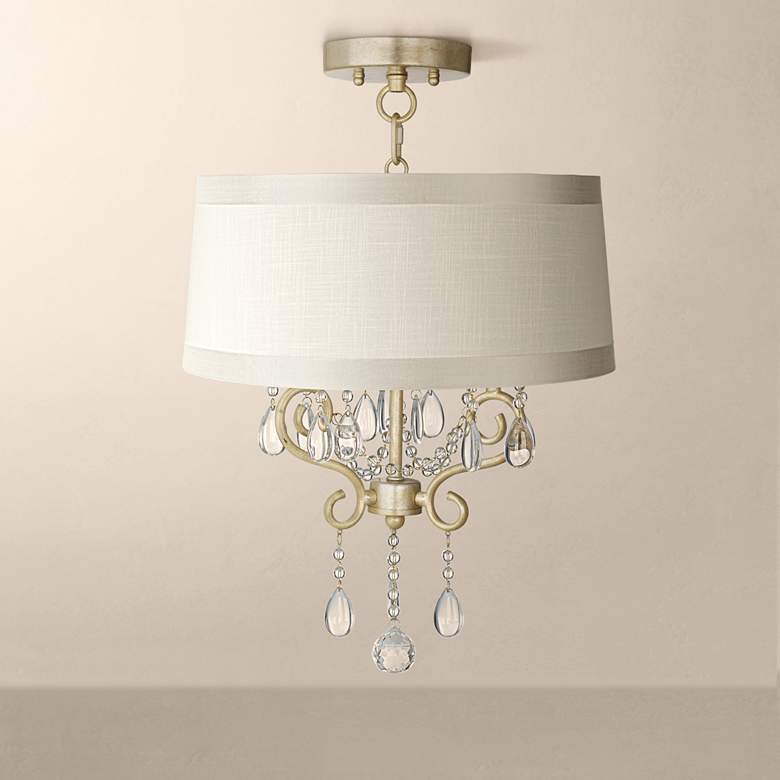 Image 1 Conti 16 inch Wide Crystal Ceiling Light with Drum Shade