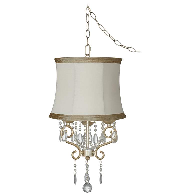 Image 1 Conti 16 inch Wide Mini Swag Chandelier with Ivory Taupe Shade