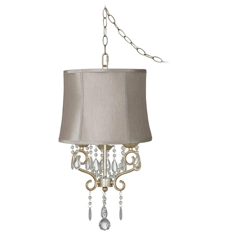 Image 1 Conti 16 inch Wide Mini Swag Chandelier with Taupe Shade