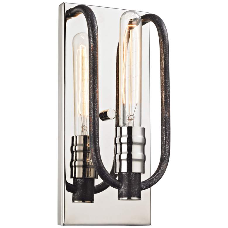 Image 1 Continuum 12"H Silvered Graphite and Nickel Wall Sconce