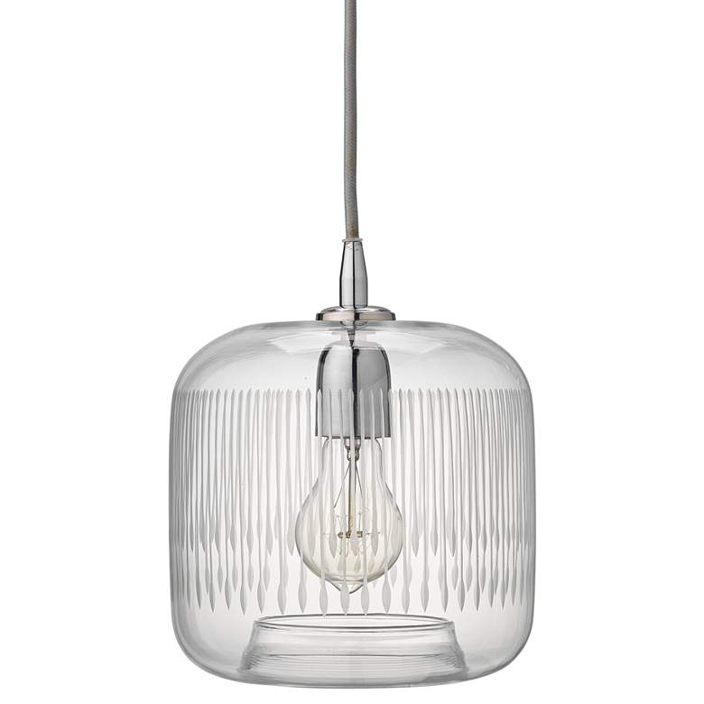 Image 1 Contour 7 1/2" Wide Clear Glass with Nickel Mini Pendant