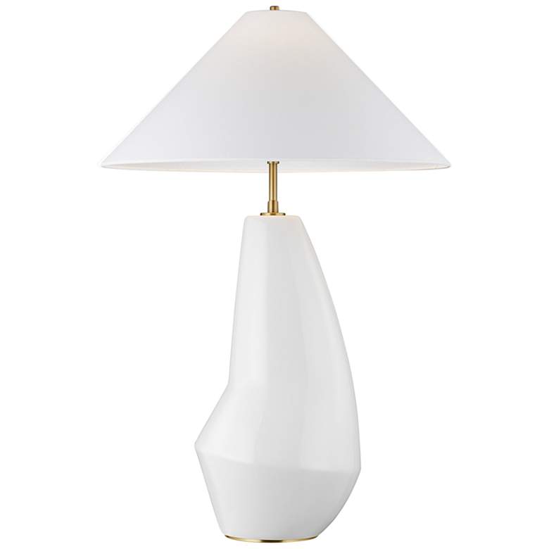 Image 2 Contour Arctic White Modern Ceramic LED Table Lamp by Kelly Wearstler