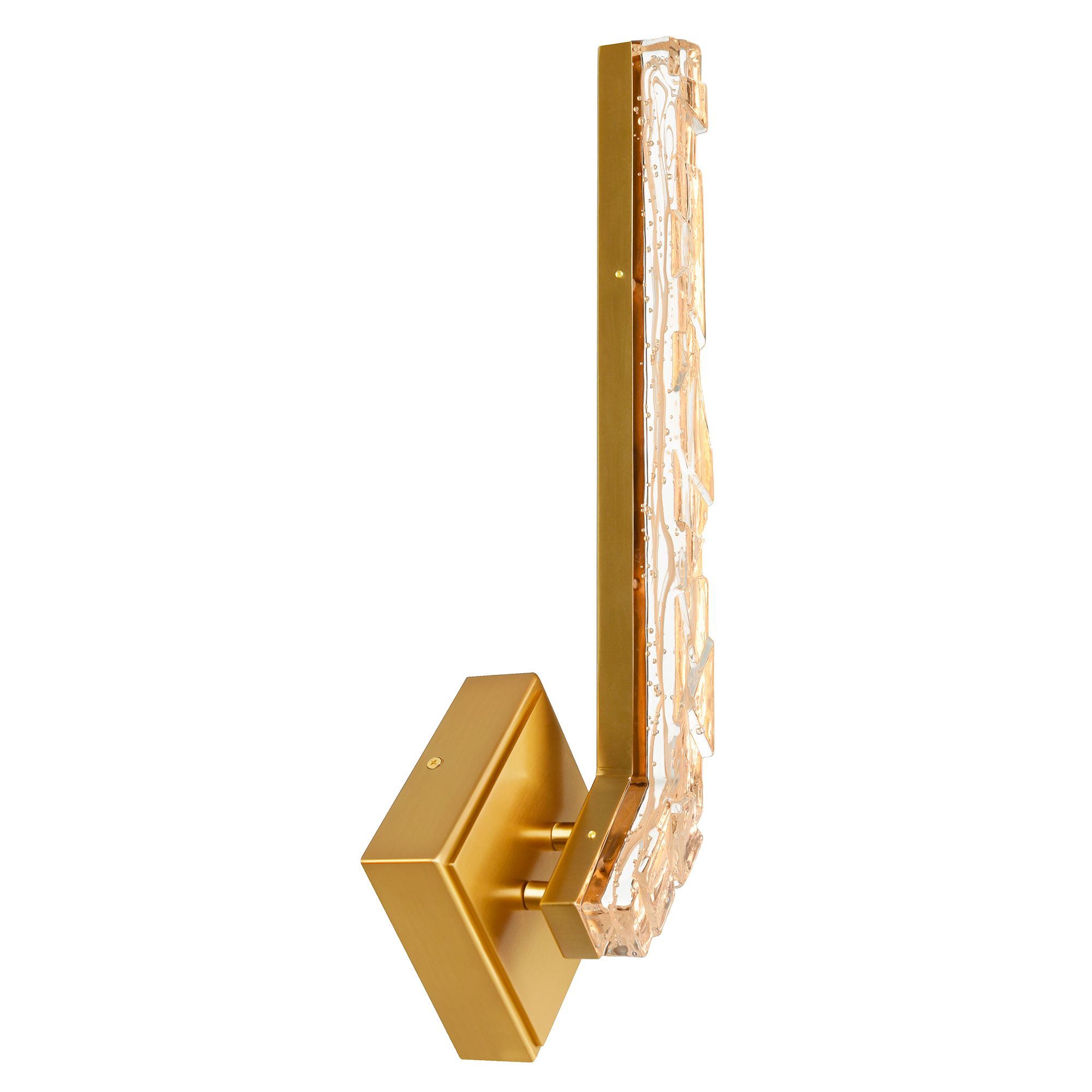 Image 2 Contour Integrated LED 19in Brass Wall Light with Handcrafted Glass more views