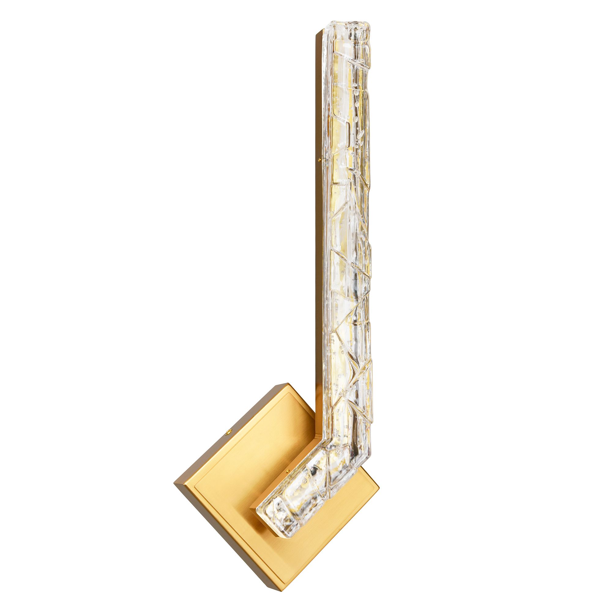 Image 6 Contour Integrated LED 19in Brass Wall Light with Handcrafted Glass more views