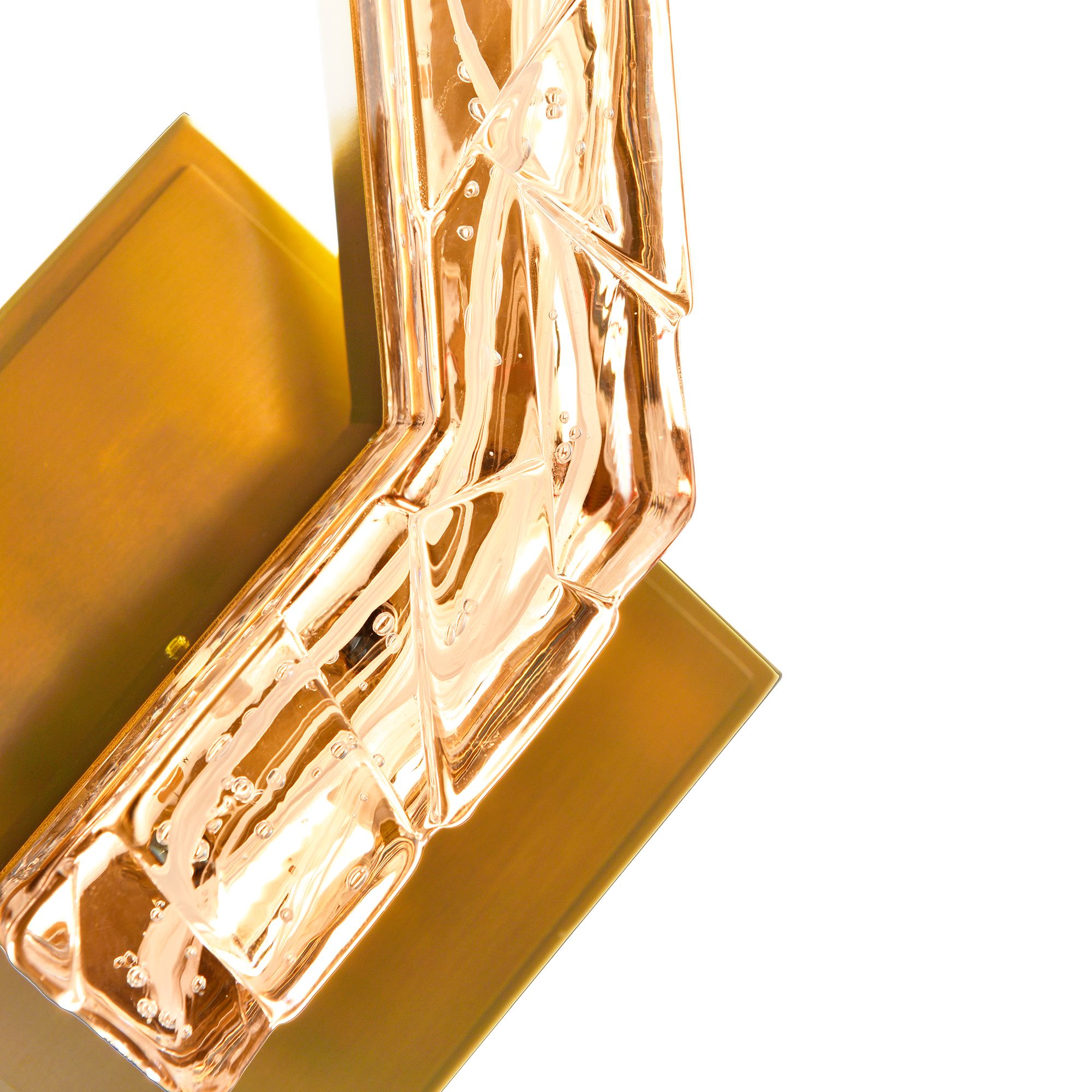 Contour Integrated LED 19in Brass Wall Light with Handcrafted Glass