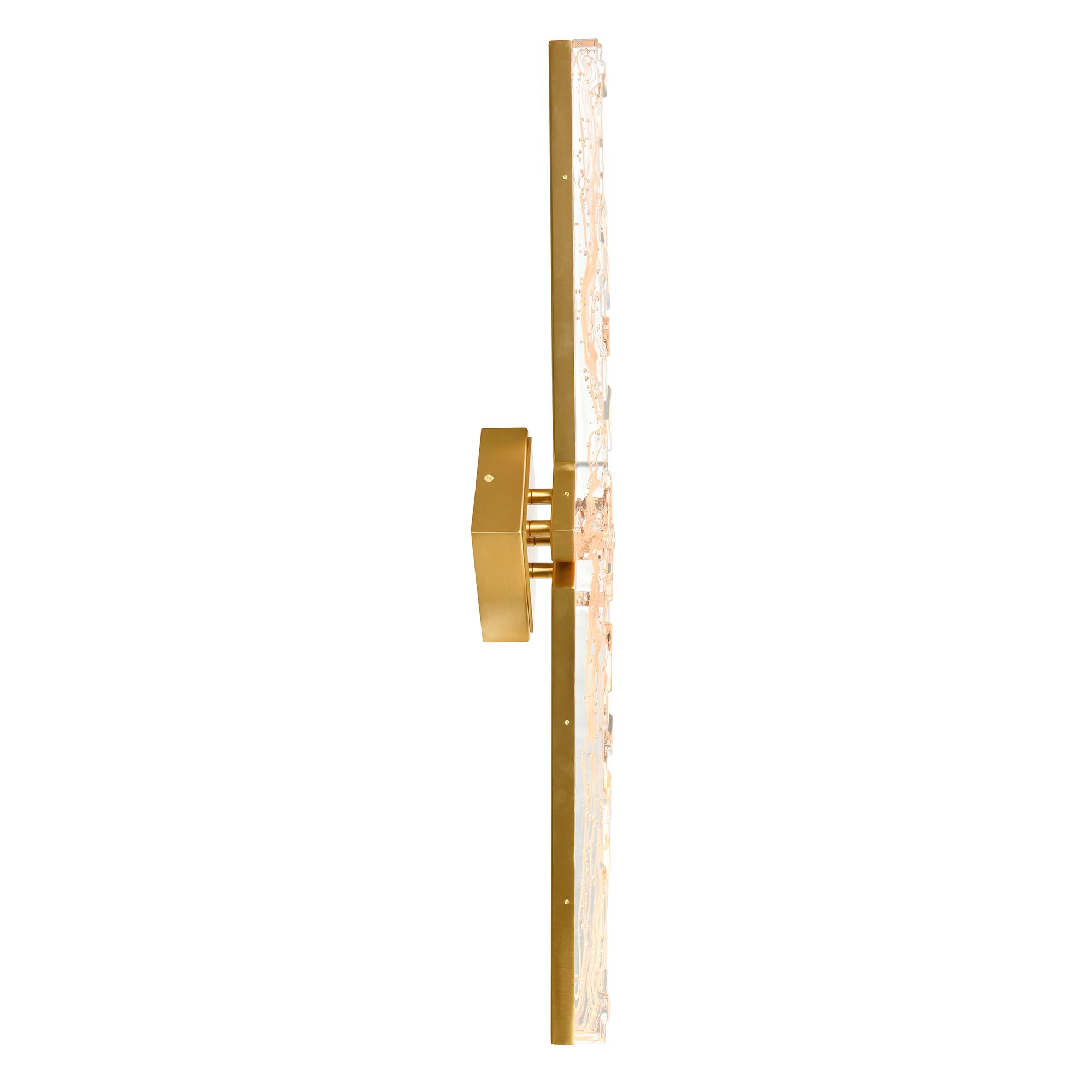 Image 3 Contour Integrated LED 33in Brass Vanity Light with Handcrafted Glass more views