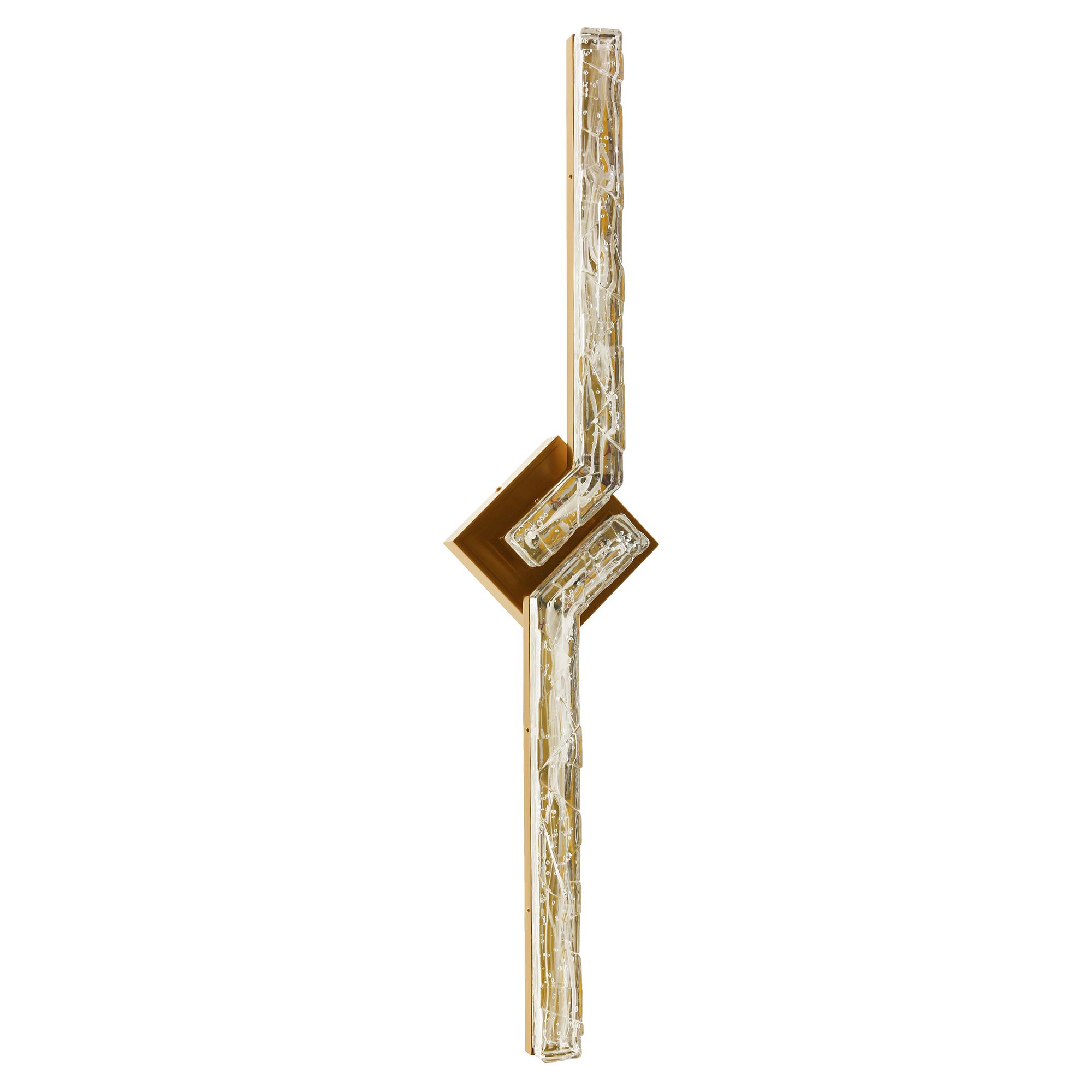 Image 5 Contour Integrated LED 33in Brass Vanity Light with Handcrafted Glass more views