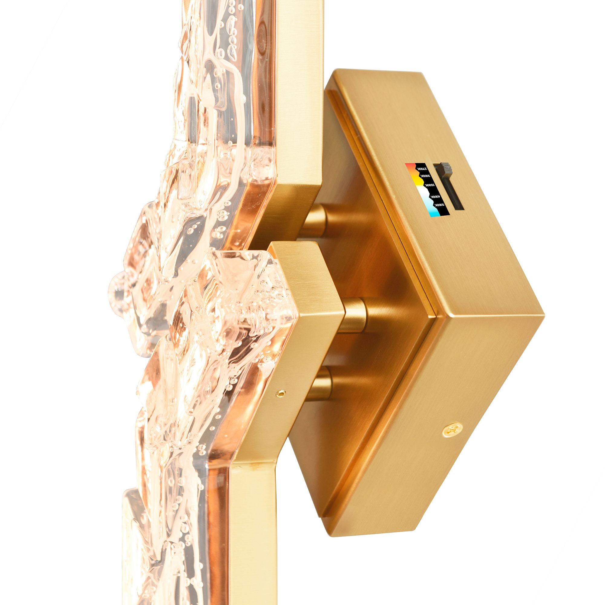 Image 6 Contour Integrated LED 33in Brass Vanity Light with Handcrafted Glass more views
