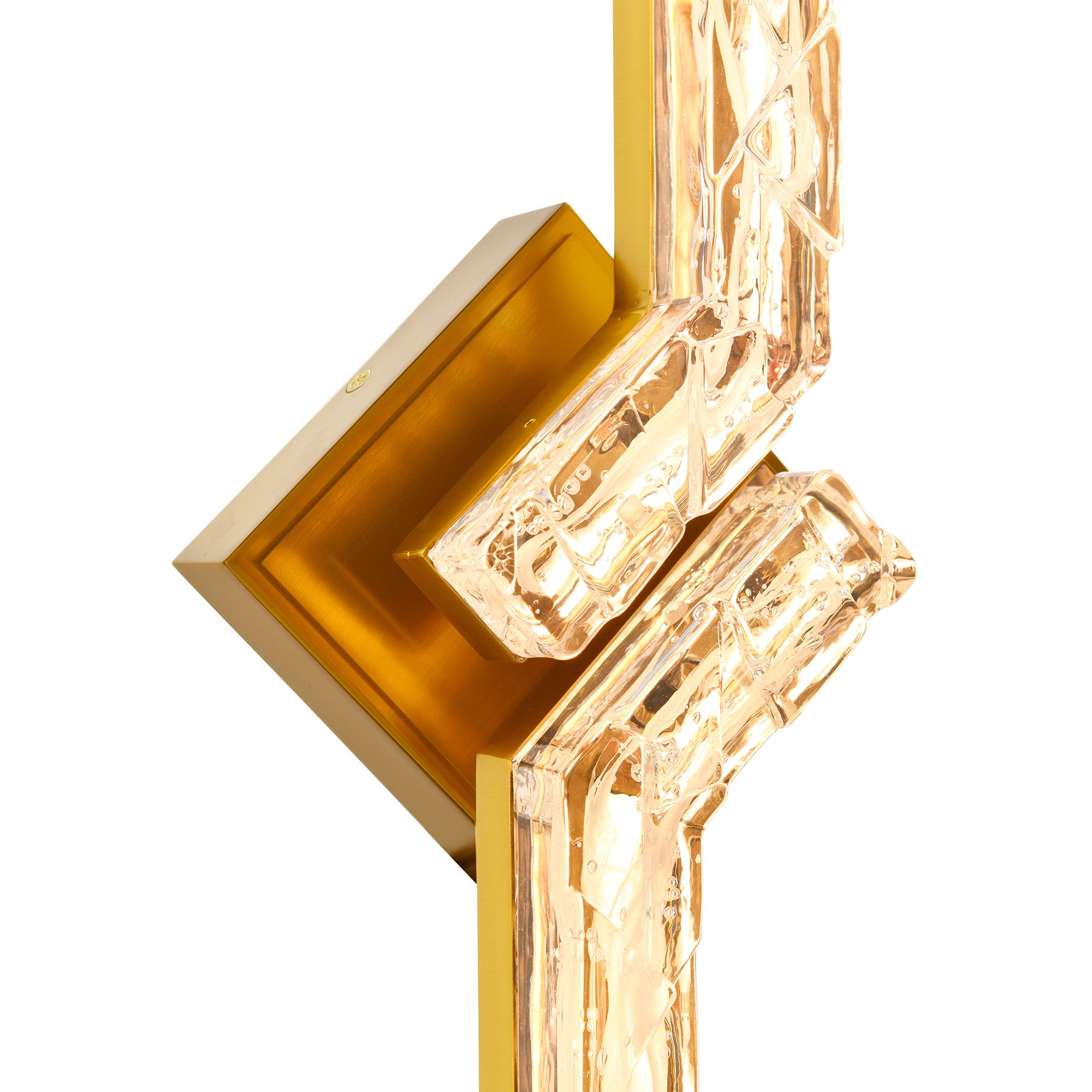 Image 7 Contour Integrated LED 33in Brass Vanity Light with Handcrafted Glass more views