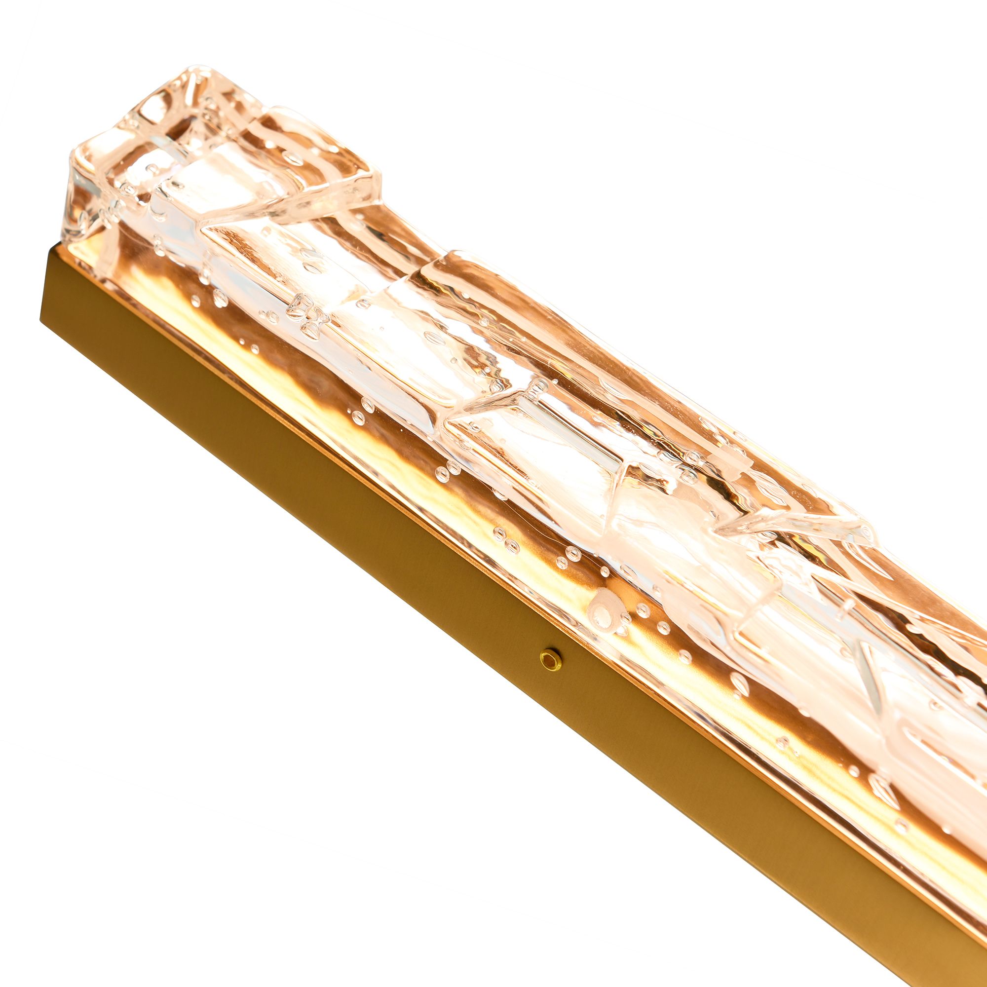 Contour Integrated LED 33in Brass Vanity Light with Handcrafted Glass