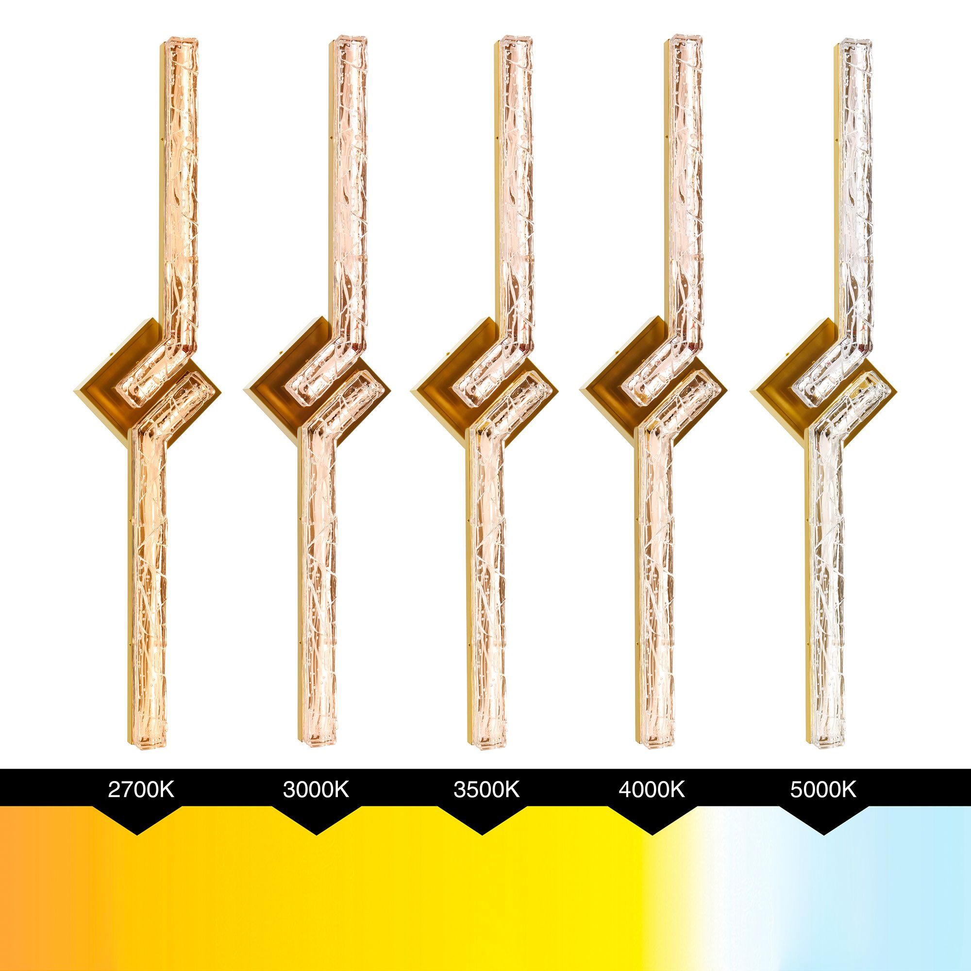 Contour Integrated LED 33in Brass Vanity Light with Handcrafted Glass