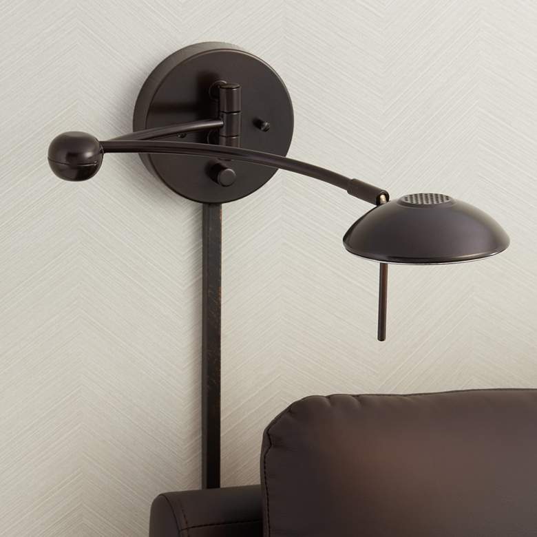 Image 1 Contour Warm Bronze Plug-In Swing Arm Wall Lamp