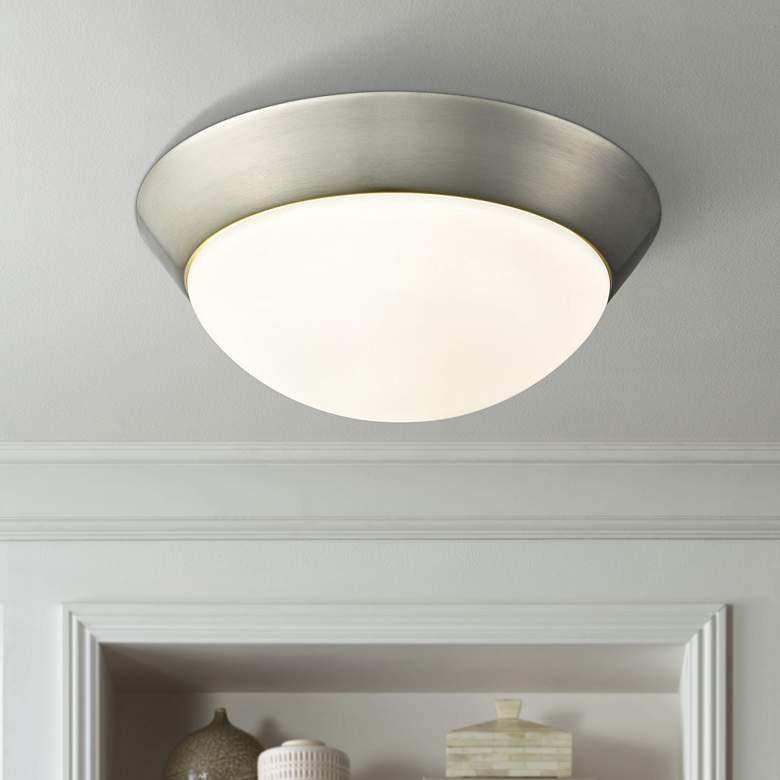 Image 1 Contours 11" Wide Satin Nickel LED Ceiling Light