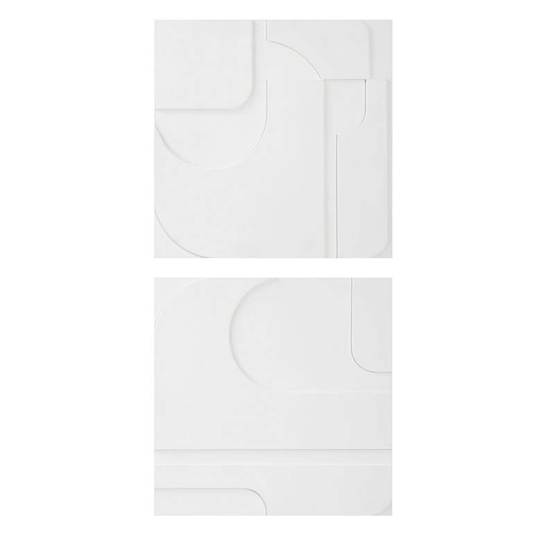 Image 2 Contours 24" Square White Wood 2-Piece Wall Decor Set