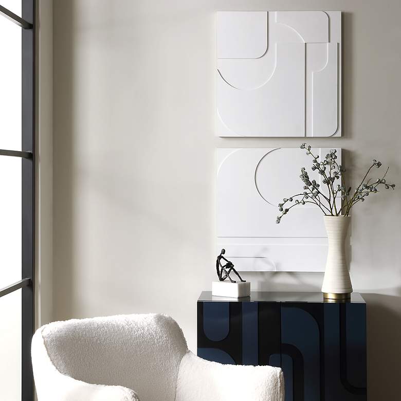 Image 3 Contours 24" Square White Wood 2-Piece Wall Decor Set more views