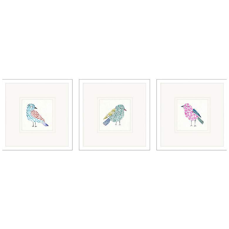 Image 1 Conversation Birds I 17"W x 17"H Framed Art Set of 3