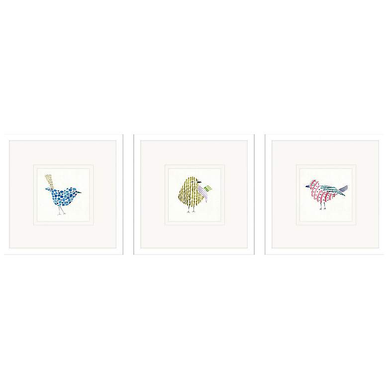 Image 1 Conversation Birds II 17"W x 17"H Framed Art Set of 3