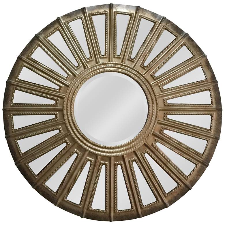 Image 1 Convex Aged Silver 24 inch Round Wall Mirror