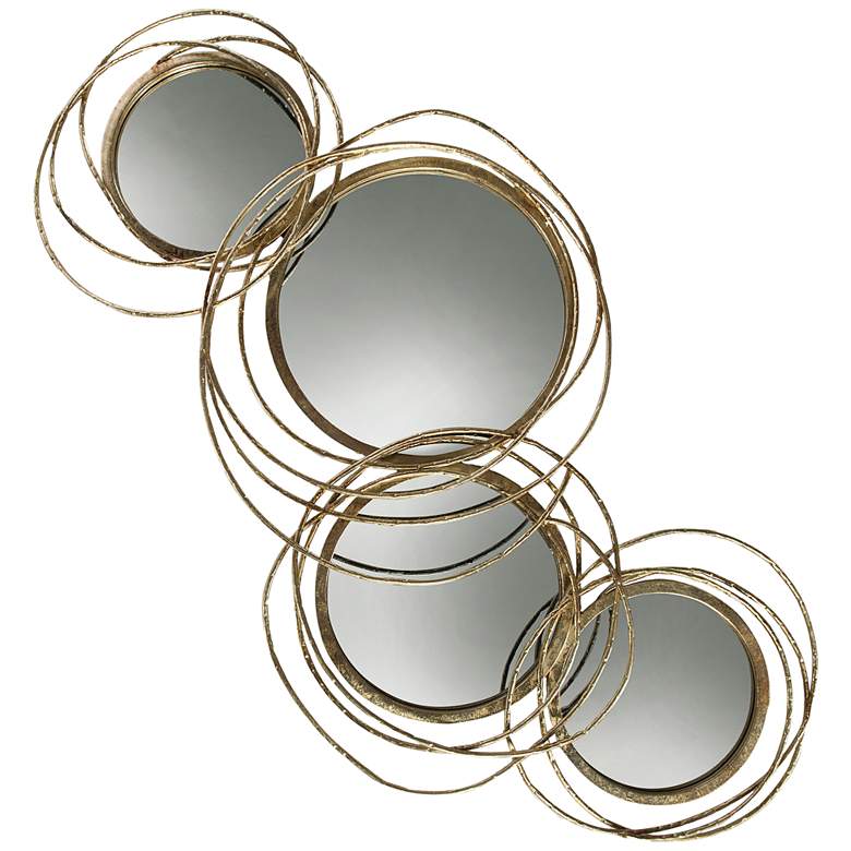 Image 1 Conway Gold Metal 19 1/2 inch x 39 inch Four-Circular Wall Mirror