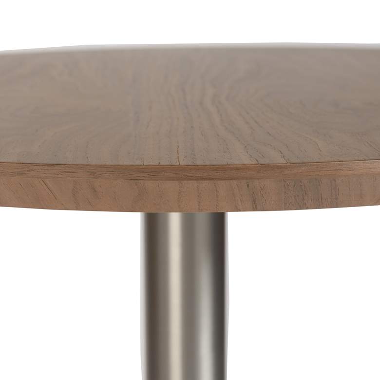 Image 4 Cookie 25 1/2" Wide Walnut Veneered Brushed Steel Bar Table more views