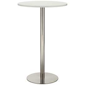 Image1 of Cookie 25 1/2" Wide White and Brushed Steel Bar Table