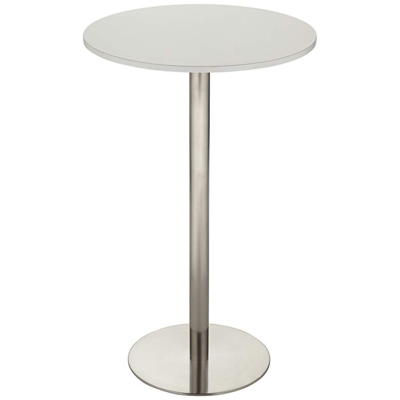 Image 5 Cookie 25 1/2" Wide White and Brushed Steel Bar Table more views