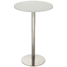 Image5 of Cookie 25 1/2" Wide White and Brushed Steel Bar Table more views