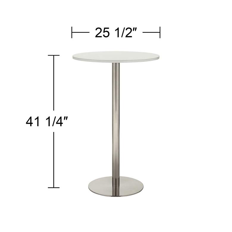 Image 6 Cookie 25 1/2" Wide White and Brushed Steel Bar Table more views