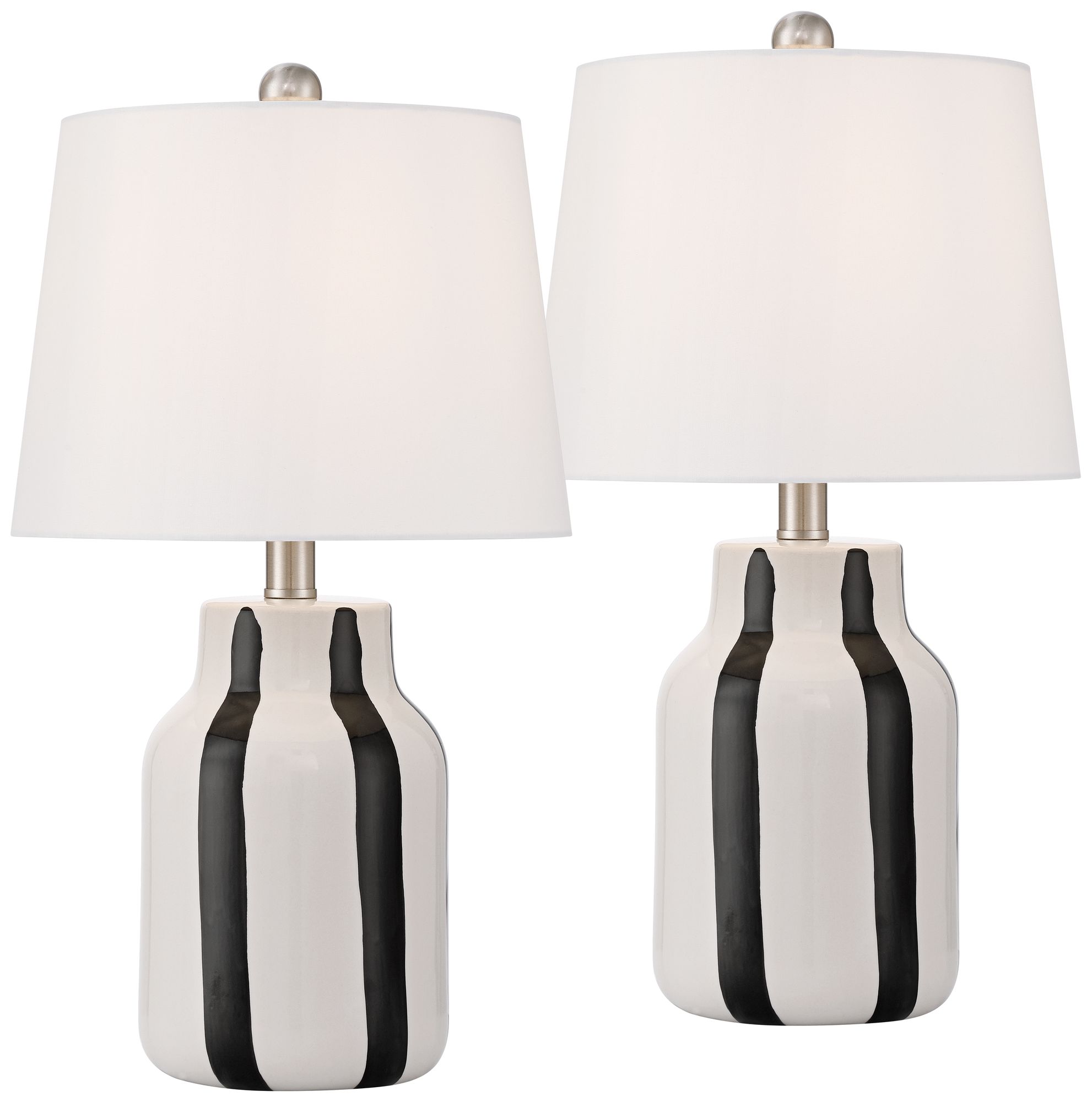 Image 2 Cookies and Cream 20 1/2H Black White Ceramic Table Lamp Set with Dimmer