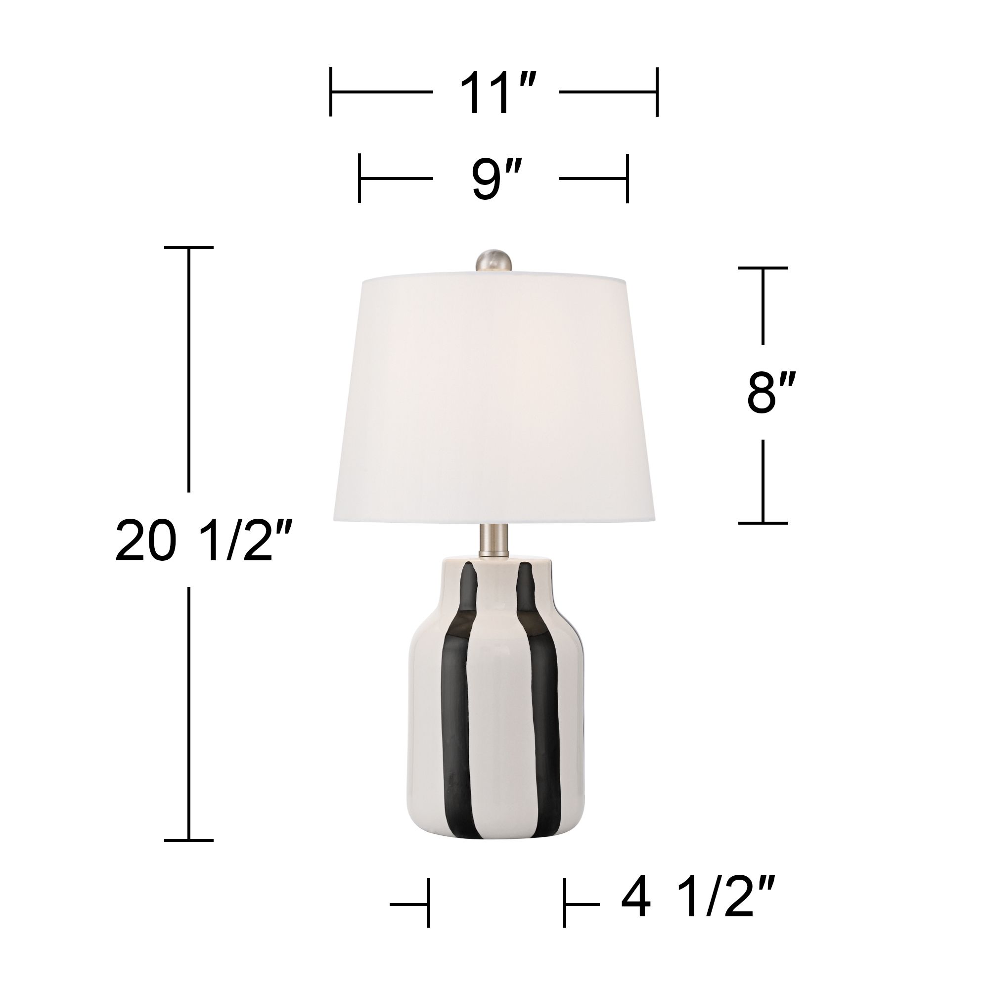 Cookies and Cream 20 1/2H Black White Ceramic Table Lamp Set with Dimmer