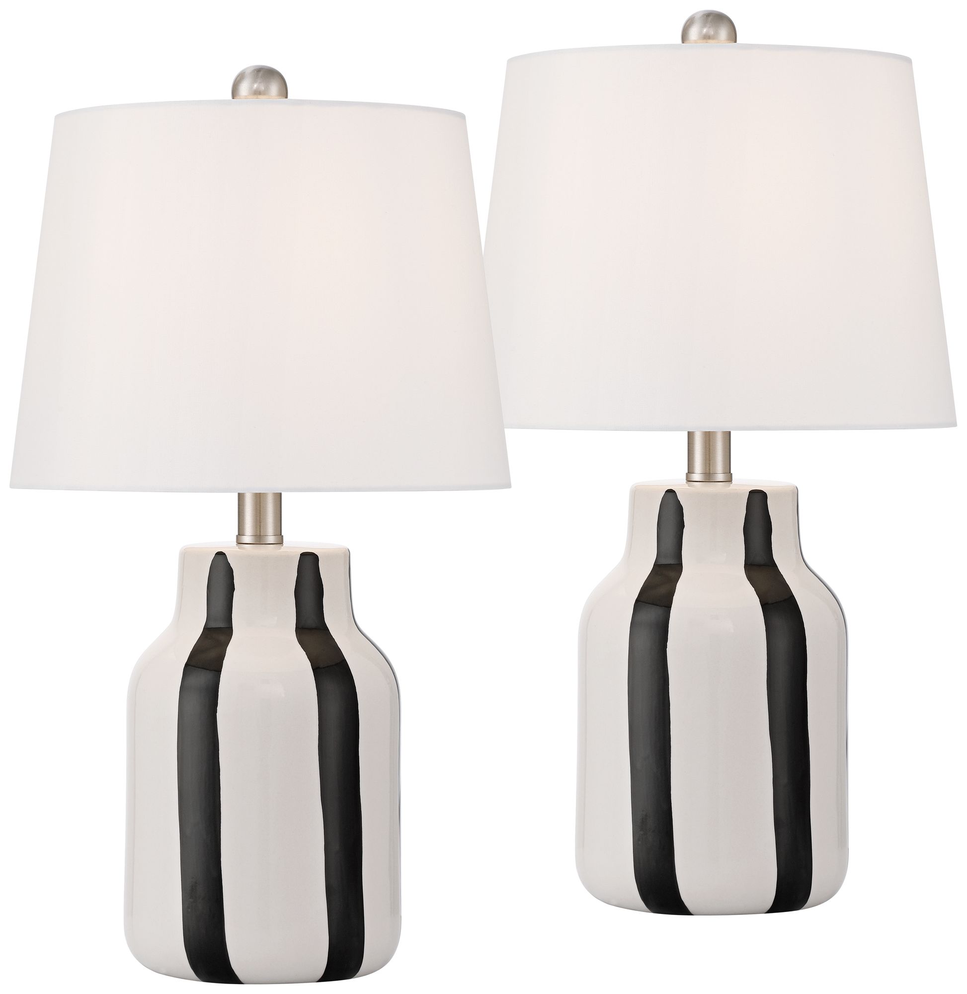 Image 2 Cookies and Cream 20 1/2 High Black and White Ceramic Table Lamp Set of 2