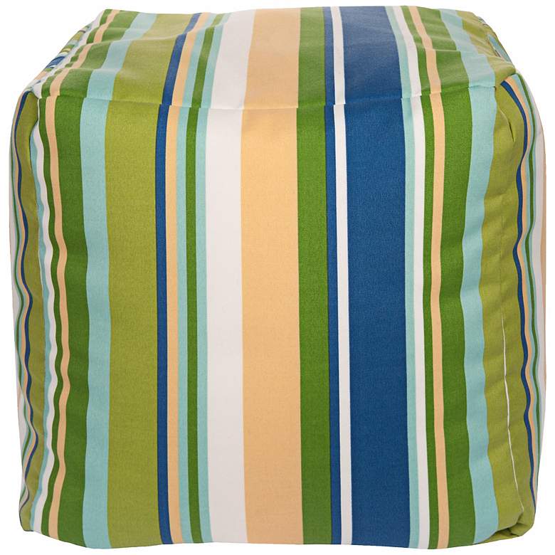 Image 1 Cool Multi-Color Stripes 18 inch Square Surya Pouf Ottoman