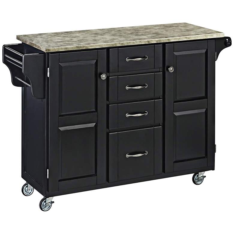 Image 1 Coolidge 2-Door Concrete Top Black Kitchen Cart